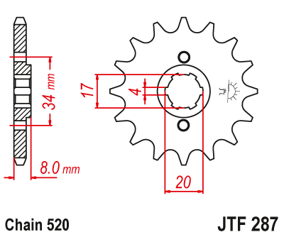 Kettenritzel Stahl 13 14 15 Zähne - (520) passend für Honda