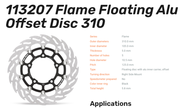 Moto-Master Bremsscheibe Flame vorne passend für Honda CB650 CBR650 RA - 113207 113206