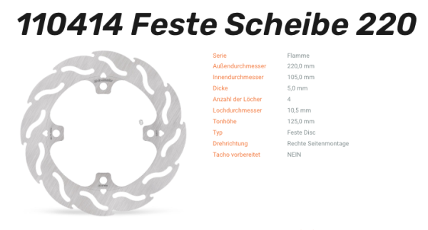 Moto-Master Bremsscheibe Flame hinten passend für Honda - 110414