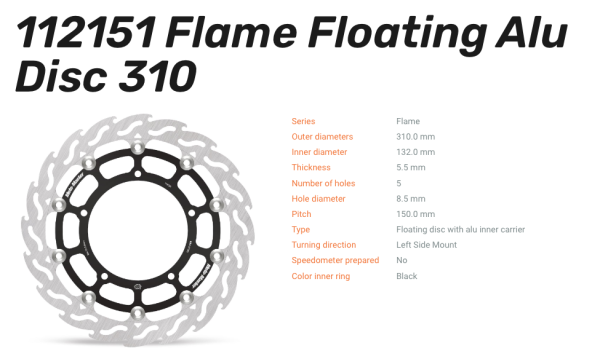 Moto-Master Bremsscheibe Floating-Alu Flame-Racing-Serie passend für Yamaha - 112151