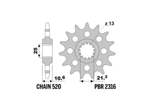 Ritzel 14 Zähne (520) passend für QJMotor SRT 600 SX Touring / SRT 700 / X
