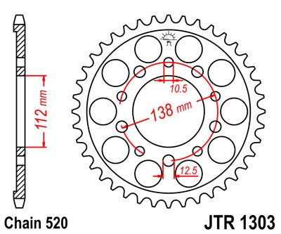 Kettenrad Stahl 39 41 43 Zähne (520)