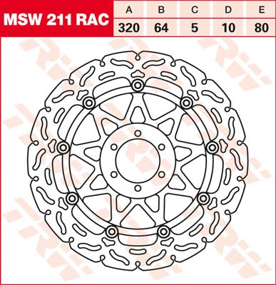 TRW Lucas Racing Bremsscheibe schwimmend vorn MSW 211 RAC mit ABE passend für KTM 990 Superduke, R B