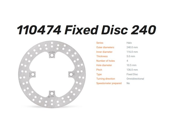 Moto-Master Bremsscheibe Halo hinten passend für Honda - 110474