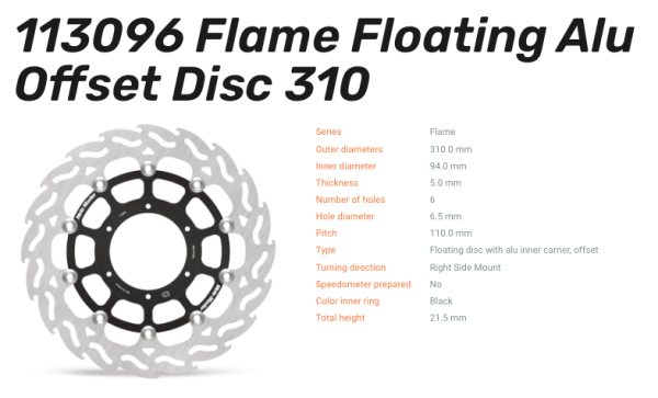 Moto-Master Bremsscheibe Flame Floating-Alu Disc Offset vorne passend für Honda - 113096