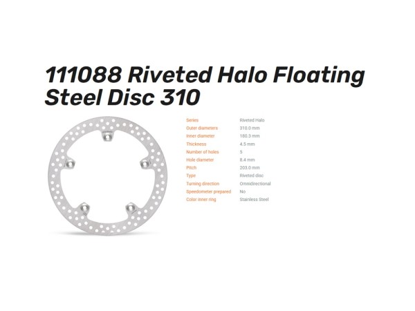 Moto-Master Bremsscheibe Halo genietet vorn passend für BMW R 1300 GS - 111088