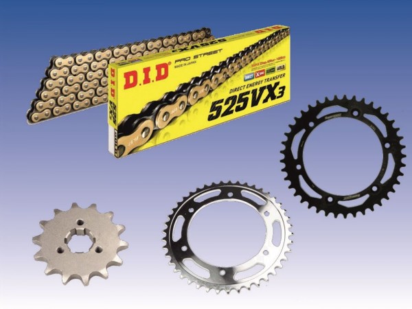 DID Kettensatz passend für Suzuki DR 650 SE (Bj.96-06) DID525VX3 Kette