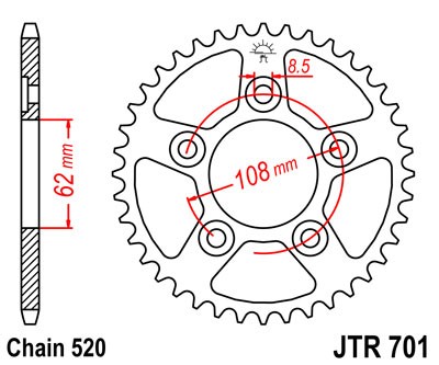 Kettenrad Alu 42 bis 47 Zähne Umbau Teilung 415 Einzelanfertigung passend für Aprilia RS 125