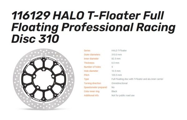Moto-Master Bremsscheibe HALO T-Floater 6.0 Professional Racing Series passend für Triumph 116129 -