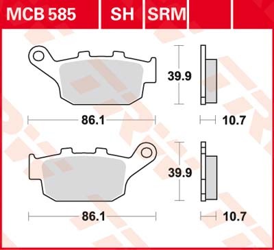 MCB585SRM, mcb 585 srm: Lucas Scheibenbremsbeläge hinten Sinter-Maxi-Scooter MCB585SRM, mcb 585 srm