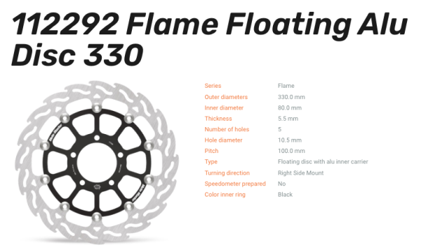 Moto-Master Bremsscheibe Floating-Alu Flame-Racing-Serie vorn passend für Kawasaki - 112292