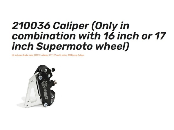 Supermoto 4-Kolben Bremszange incl. Adapter 211127 und Beläge 99912 320mm - 210036