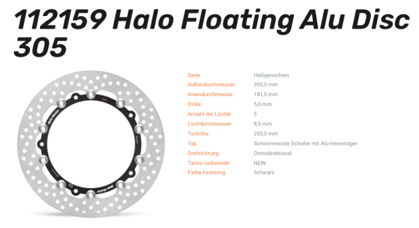 Moto-Master Bremsscheibe Floating-Alu Halo-Serie passend für BMW - 112159