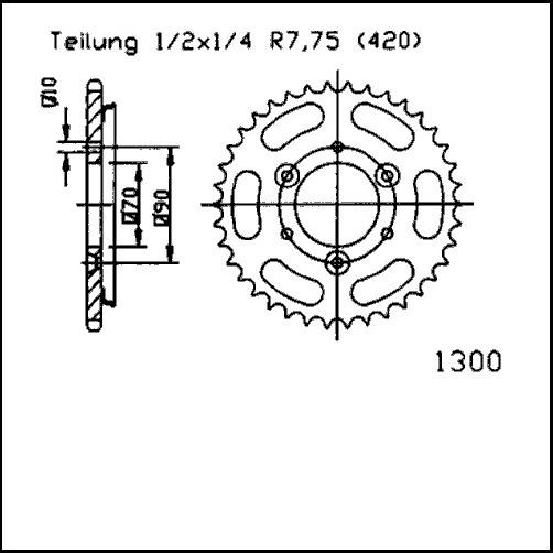 Kettenrad 35 36 38 bis 45 47 48 50 - (420) passend für Honda MB / MBX / MTX / MCX / MT / CR