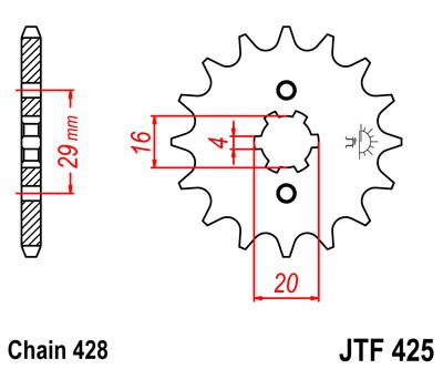 Kettenritzel Stahl 12 bis 17 Zähne (428)