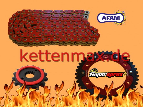 Afam Kettensatz passend für Suzuki GSX-S 1000 (Bj.2015-) 525 XHR-3 Kette rot blau