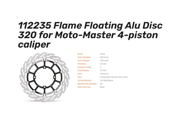 Moto-Master Bremsscheibe Flame Floating Racing 320 passend für Kawasaki KLX KX - 112235