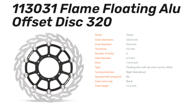 Moto-Master Bremsscheibe Flame Floating-Alu Disc Offset passend für Honda - 113031