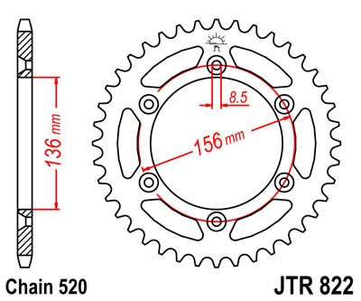 Kettenrad Aluminium mit Schlammnut 46 bis 53 Zähnen - (520)