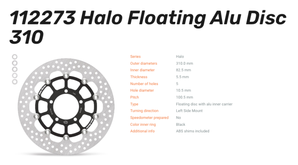 Moto-Master Bremsscheibe Floating-Alu Halo-Serie passend für Triumph - 112273