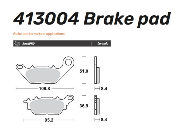 Moto-Master Bremsbelag hinten passend für Yamaha N Max 125 (GPD-A) Ceramic Road - 413004