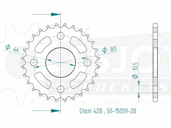 Kettenrad Stahl 28 30 32 35 Zähne (428) passend für SMC Python Urban / Kasea Skyhawk / Masai / Rex