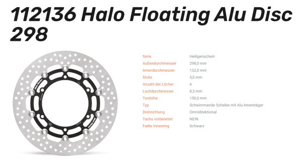 Moto-Master Bremsscheibe Flame Floating Alu-Disc vorne passend für Yamaha - 112136