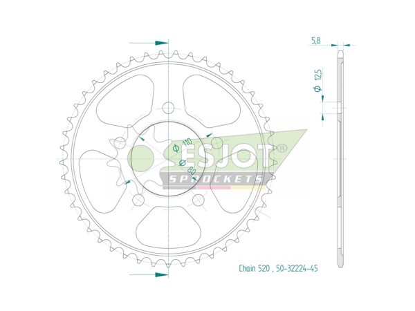 Kettenrad Alu 48 Zähne (520) passend für Honda XL 750 Transalp RD16 RD17
