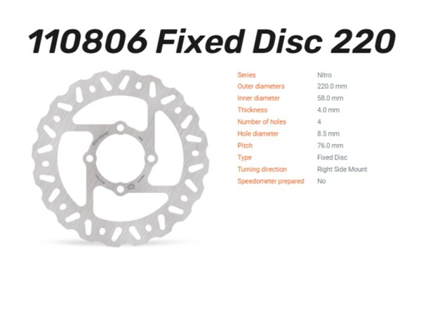 Moto-Master Bremsscheibe Nitro hinten passend für Yamaha YFM 350 / 660 / YFS 200 / YFZ 350 - 110806