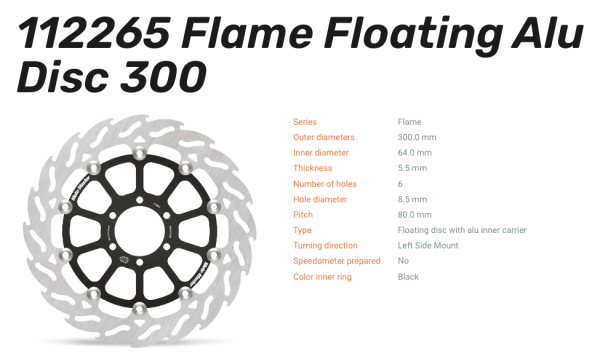 Moto-Master Bremsscheibe Floating-Alu Flame-Racing-Serie passend für Ducati - 112265