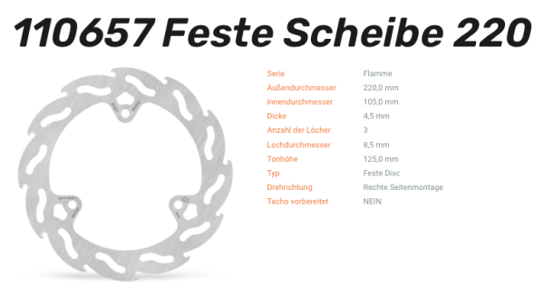 Moto-Master Bremsscheibe Flame hinten passend für Yamaha - 110657