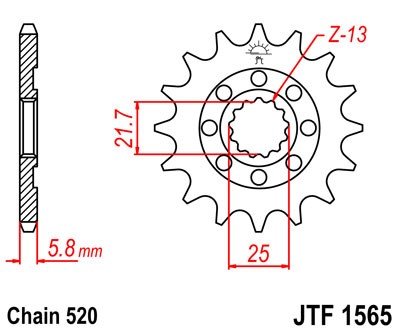 Kettenritzel Ritzel Supersport / Schlammnut 12 13 14 15 Zähne (520) passend für Kawasaki KX450F KLX4