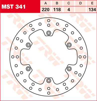 TRW Lucas Bremsscheibe hinten MST 341 mit ABE passend für Suzuki DR 125 SM Bj. 08-